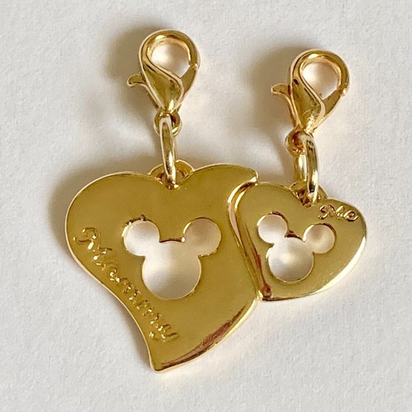 Vintage Mickey Mouse Heart Charm Zipper Pull Purse Clip On Signed Mommy & Me - Picture 5 of 10